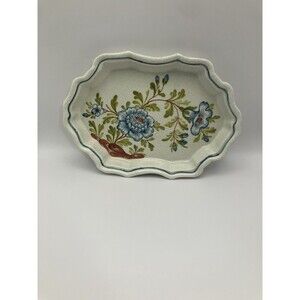 Italian plate hand painted, Tray, Vintage, Beautiful, Blue Flowers